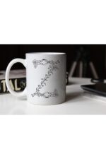 Özel Tasarım Siyah-beyaz Çiçekli Z Harfi Baskılı Porselen Kupa Tfs