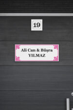 Şık Pembe Çerçeveli Kapı İsimlik & Numara Seti - Kapı isimliği - Görsel 2