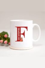 Ayıcıklı F Harfli Baskılı Kupa Bardak