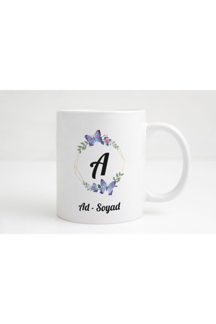 Çiçekli Kişiye Özel isimli Kupa Bardak - Görsel 2