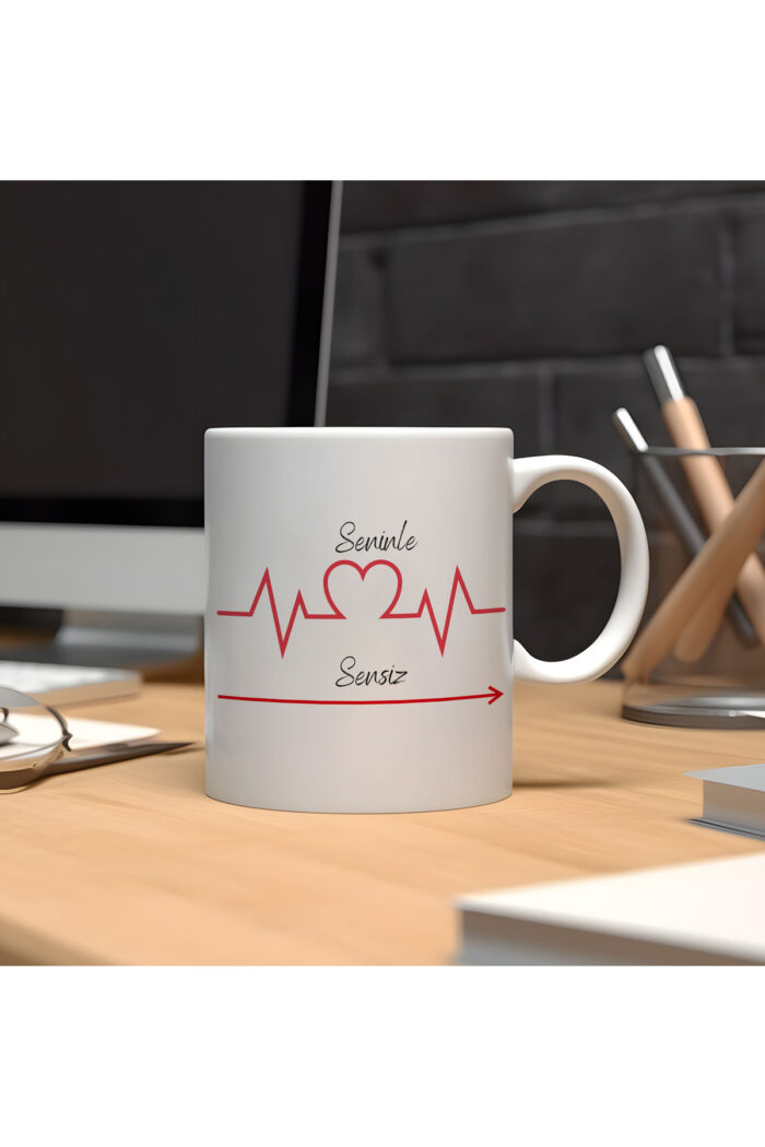 Sevgili - Eş - Kupa Bardak - Seninle - Sensiz Kişiye Özel Fotoğraflı - Görsel 2