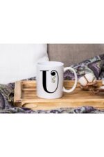 Beyaz Çiçekli U Harfli Beyaz Porselen Kupa Tfbyz-24