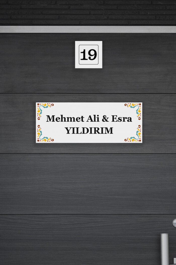 Şık Pembe Çerçeveli Kapı İsimlik & Numara Seti - Görsel 3