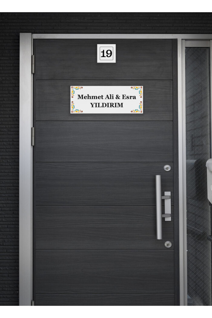 Şık Pembe Çerçeveli Kapı İsimlik & Numara Seti - Görsel 5