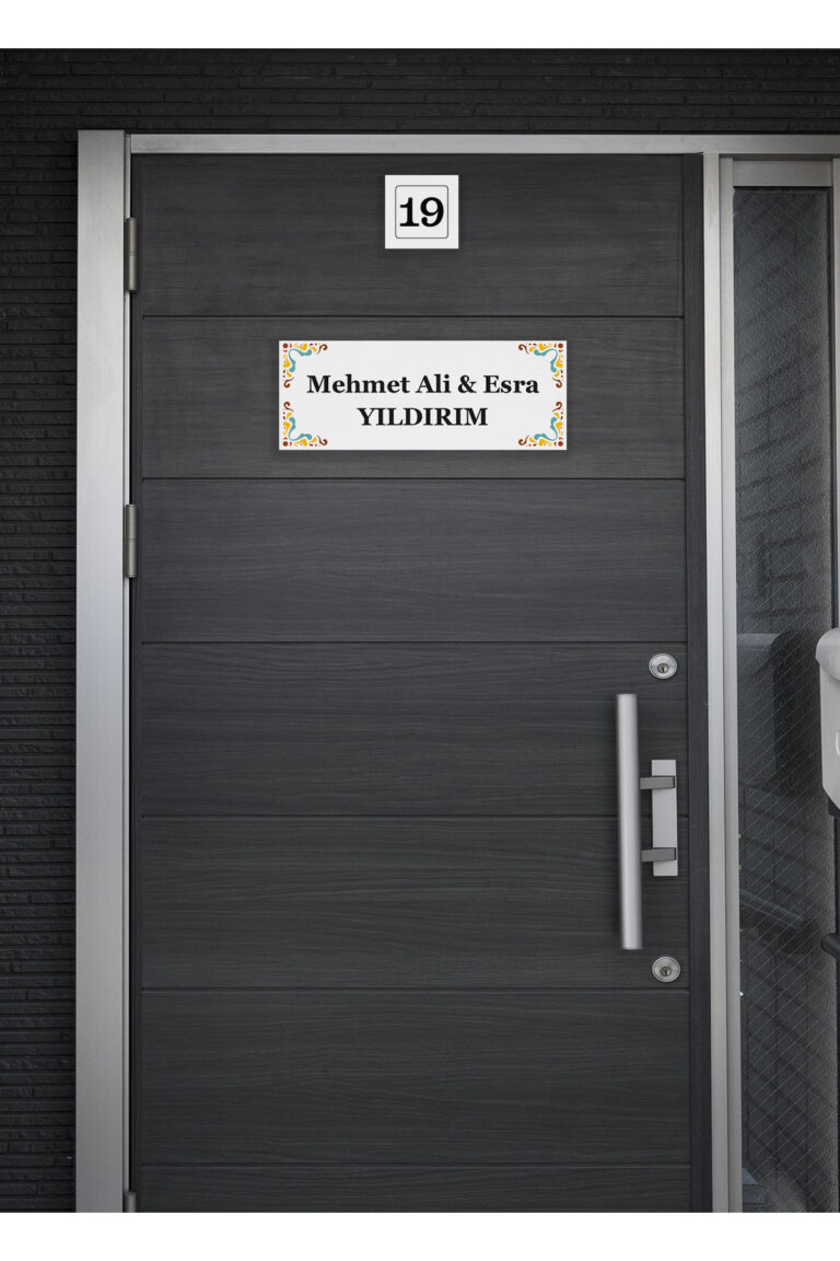 Şık Pembe Çerçeveli Kapı İsimlik & Numara Seti - Görsel 5