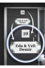 Kişiye Özel Beyaz Metal Kapı İsimliği ve Numarası Seti - Mandala Desenli