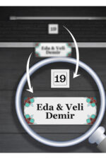 Kişiye Özel Beyaz Metal Kapı İsimliği ve Numarası Seti - Mandala Desenli - Görsel 3