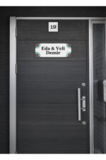 Kişiye Özel Beyaz Metal Kapı İsimliği ve Numarası Seti - Mandala Desenli - Görsel 5