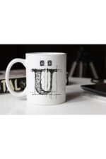 Özel Çizim Ü Harfli Porselen Kupa Tfshr-25