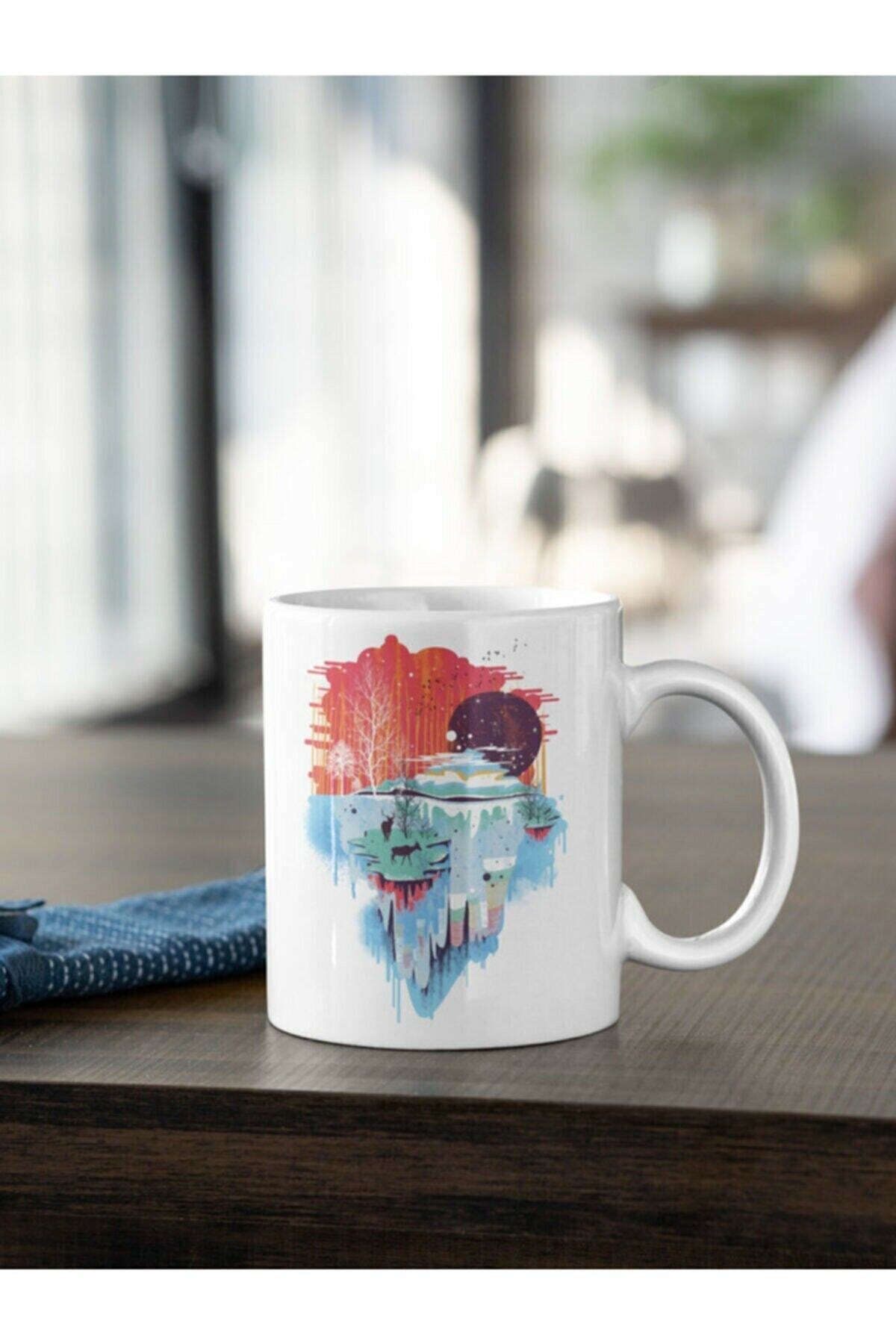 1_org_zoom-482.jpg Doğa Serisi 1 Kış Geyik Baskılı Kupa Beyaz - Görsel 1