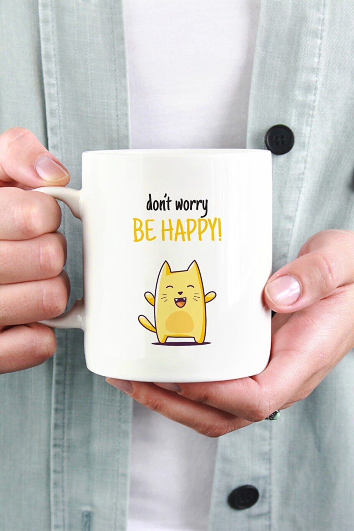 1_org_zoom-488.jpg Don't Worry Be Happy Baskılı Kupa Bardak 567800247 - Görsel 1