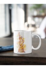 Özgürlük Anıtı Amerika Baskılı Kupa Beyaz