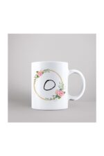 O Harfli Çiçek Desenli Kupa Bardak