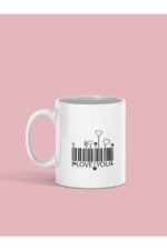 Beyaz Love You Barkod Baskılı Kupa