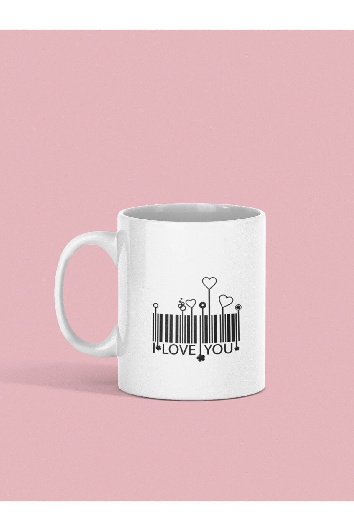 1_org_zoom-527.jpg Beyaz Love You Barkod Baskılı Kupa - Görsel 1