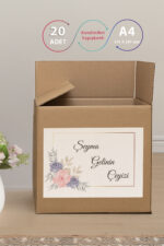 Gelin ve Bohça Kolisi Etiketi – 20’li İsimli ve Çiçekli Tasarım