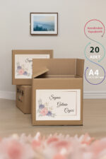 Gelin ve Bohça Kolisi Etiketi – 20’li İsimli ve Çiçekli Tasarım - Görsel 2