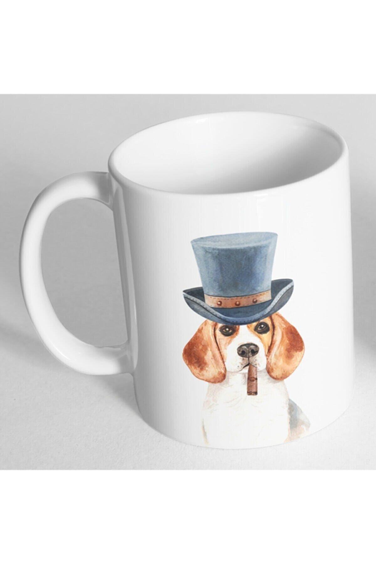 1_org_zoom-584.jpg Beyaz Beagle Melon Şapkalı Baskılı Kupa Bardak - Görsel 1