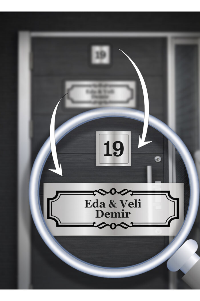 Kişiye Özel Kapı İsimliği - Klasik Model (15x5 cm + 5x5 cm) - Görsel 3