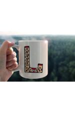 Özel Tasarım L Harfli Porselen Kupa Tfhr-14