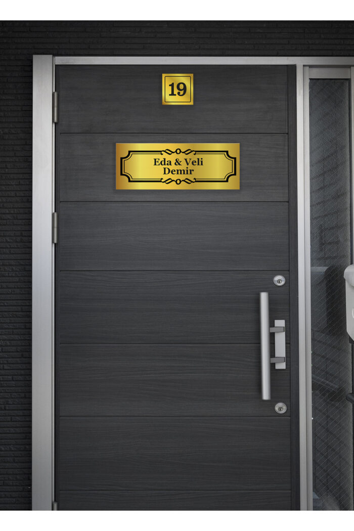 Kişiye Özel Kapı İsimliği - Klasik Model (15x5 cm + 5x5 cm) - Görsel 3