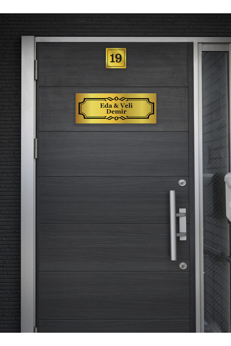 Kişiye Özel Kapı İsimliği - Klasik Model (15x5 cm + 5x5 cm) - Görsel 3