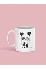 Beyaz Sevimli Sevgililer Baskılı Kupa