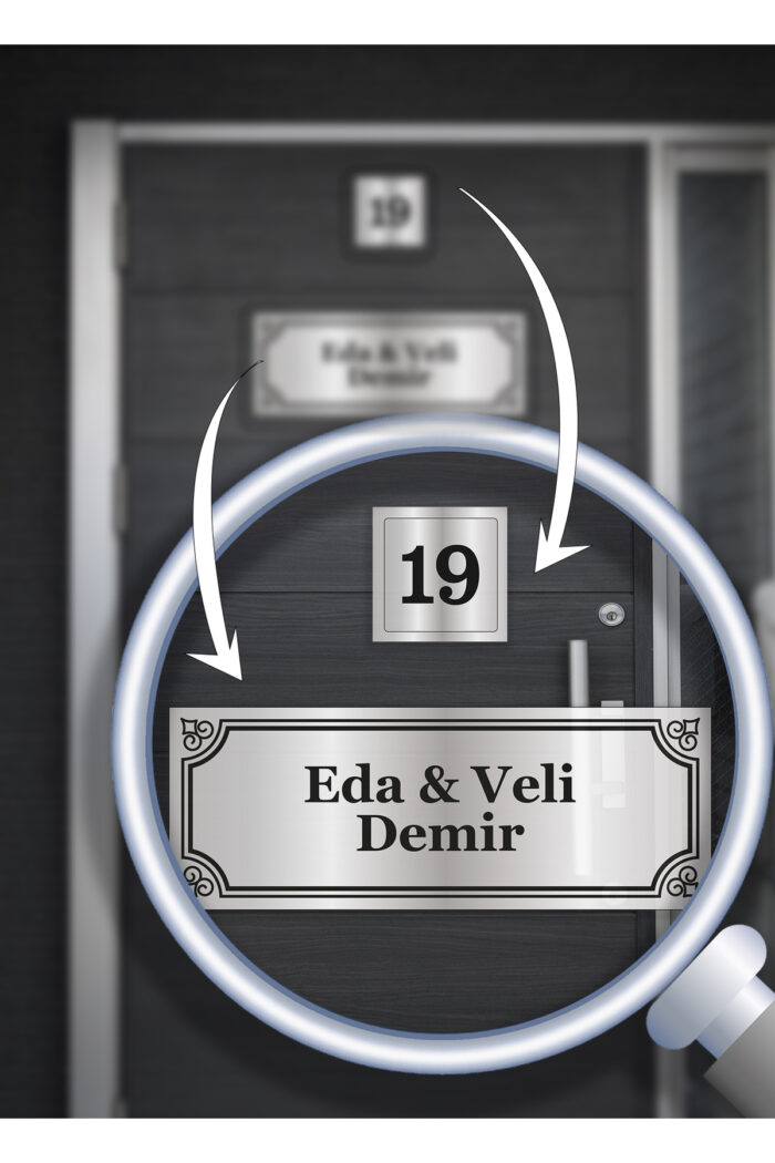 2'li Set Set Kapı Isimliği Ve Kapı Numarası - Kişiye Özel - Görsel 3