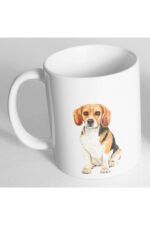 Beyaz Beagle Köpek Resim Baskılı Kupa Bardak