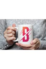 Özel Tasarım B Harfli Beyaz Porselen Kupa Tfsp-02