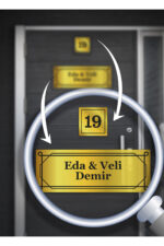 Kişiye Özel Kapı Tabelası | Alüminyum 15x5 cm | Geometrik Çerçeveli Tasarım | İsim + Numara