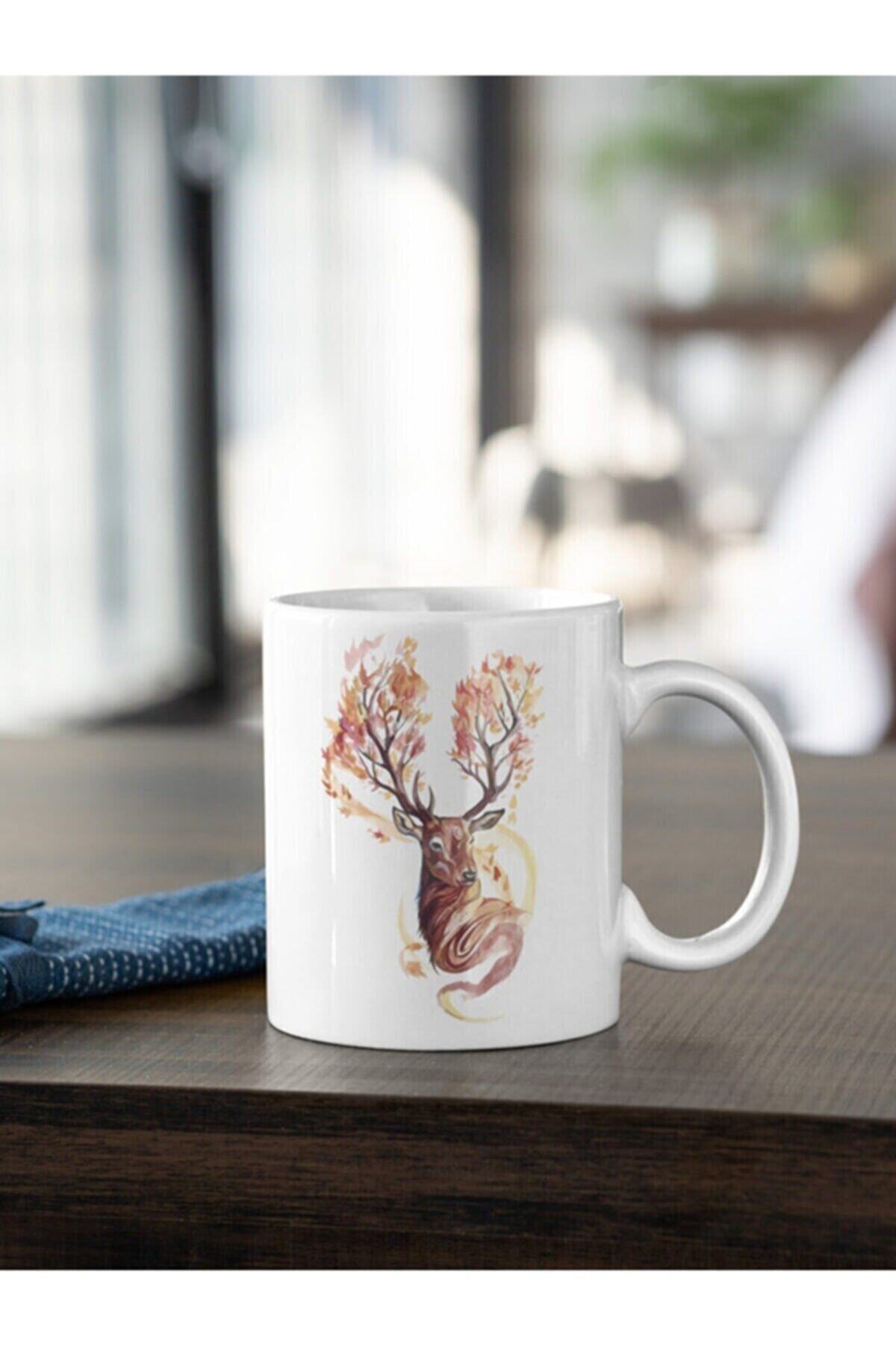 1_org_zoom-812.jpg Doğa Serisi 5 Vahşi Hayat Geyik Baskılı Kupa - Görsel 1