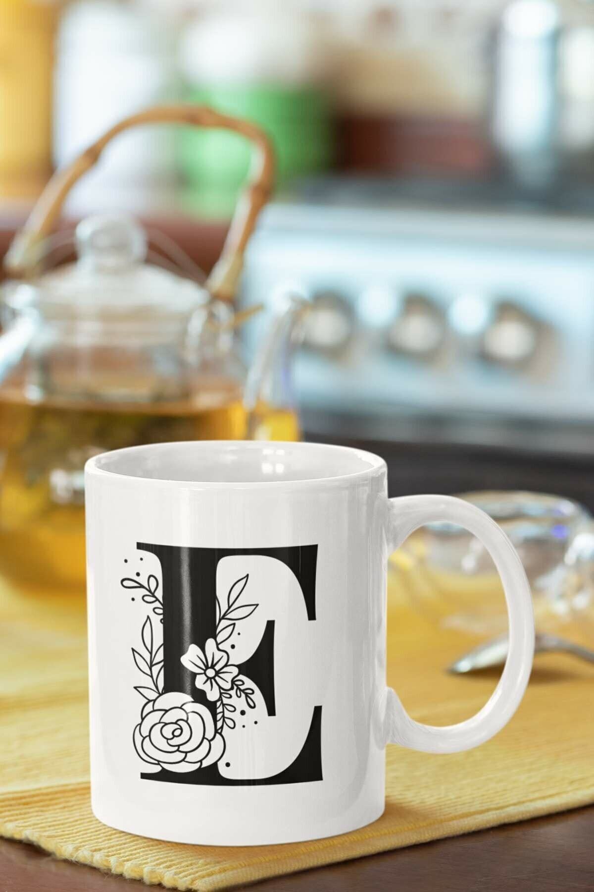 1_org_zoom-815.jpg E Harfi Baskılı Porselen Kupa Bardak - Görsel 1