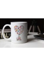 Sevgililer Gününe Özel Bisiklen Süren Çift Temalı Temalı Beyaz Kupa Tfc-06