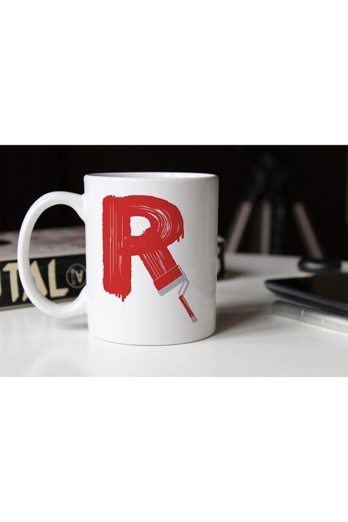 1_org_zoom-871.jpg Boya Fırçası Temalı R Harfli Renkli Porselen Kupa Tfr - Görsel 1