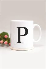 P Harfli Baskılı Kupa Bardak