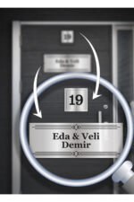 Kişiye Özel İsimli Kapı Tabelası | Alüminyum 15x5 cm | Şık Çizgili Tasarım | Kapı Numarası Dahil - Görsel 3