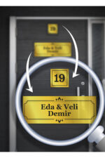 Alüminyum Kapı İsimliği | Kişiye Özel | 15x5 cm İsim + 5x5 cm Numara | Zarif Desenli - Görsel 3