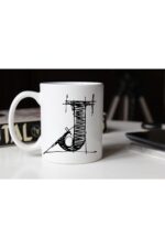 Özel Çizim J Harfli Porselen Kupa Tfshr-12