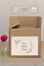 Kişiye Özel Çeyiz Kolisi Etiketi – Kendinden Yapışkanlı A4 – 10’lu Paket - çiçek tasarım - Görsel 2