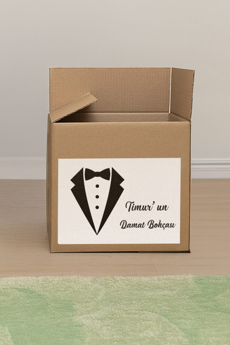 İsme Özel Damat Bohçası Etiketi - 10'lu A4 Paket - Kendinden Yapışkanlı Çeyiz Kolisi Sticker - Görsel 2