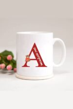 Ayıcıklı A Harfli Baskılı Kupa Bardak
