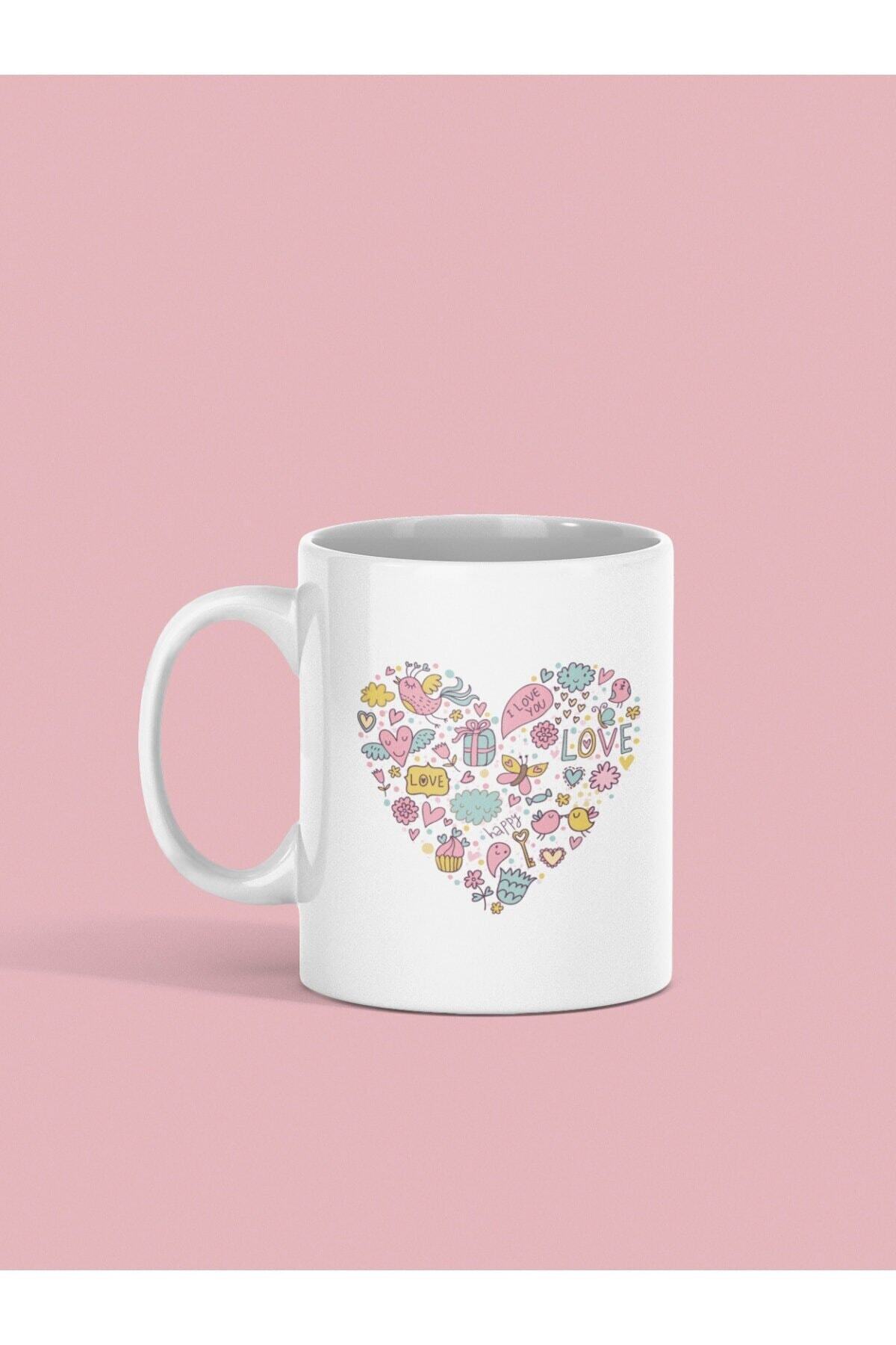 1_org_zoom-996.jpg Kalp Baskılı Kupa Beyaz Porselen Dijital - Görsel 1